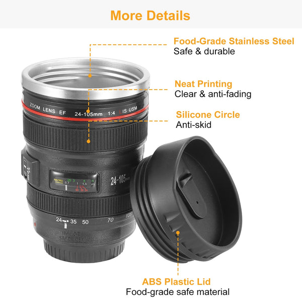 13.6 oz. Camera Lens Coffee Travel Mug