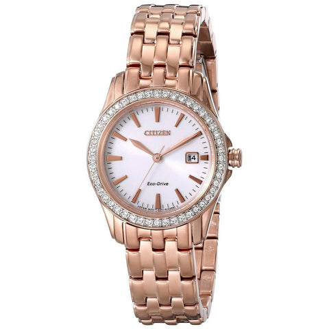 Ladies Citizen Eco-Drive Silhouette Crystal Rose Watch