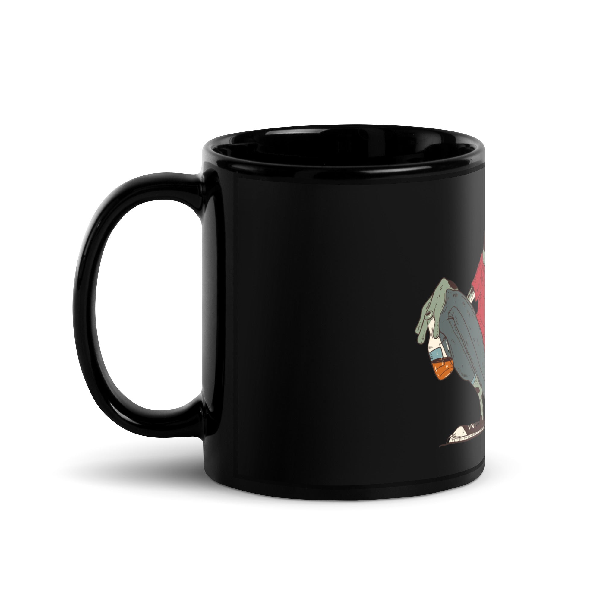 'Old School Phrog' Black Glossy Mug