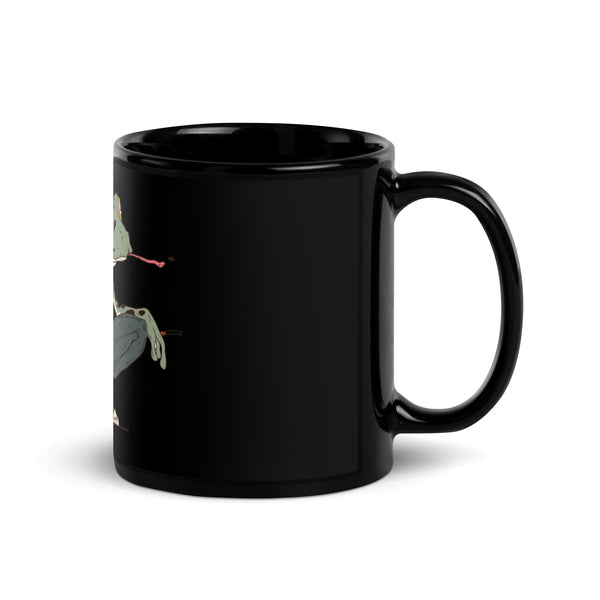 'Old School Phrog' Black Glossy Mug