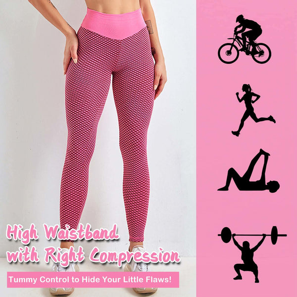 "TiKTok Leggings" High Waist Yoga Pants (PINK)