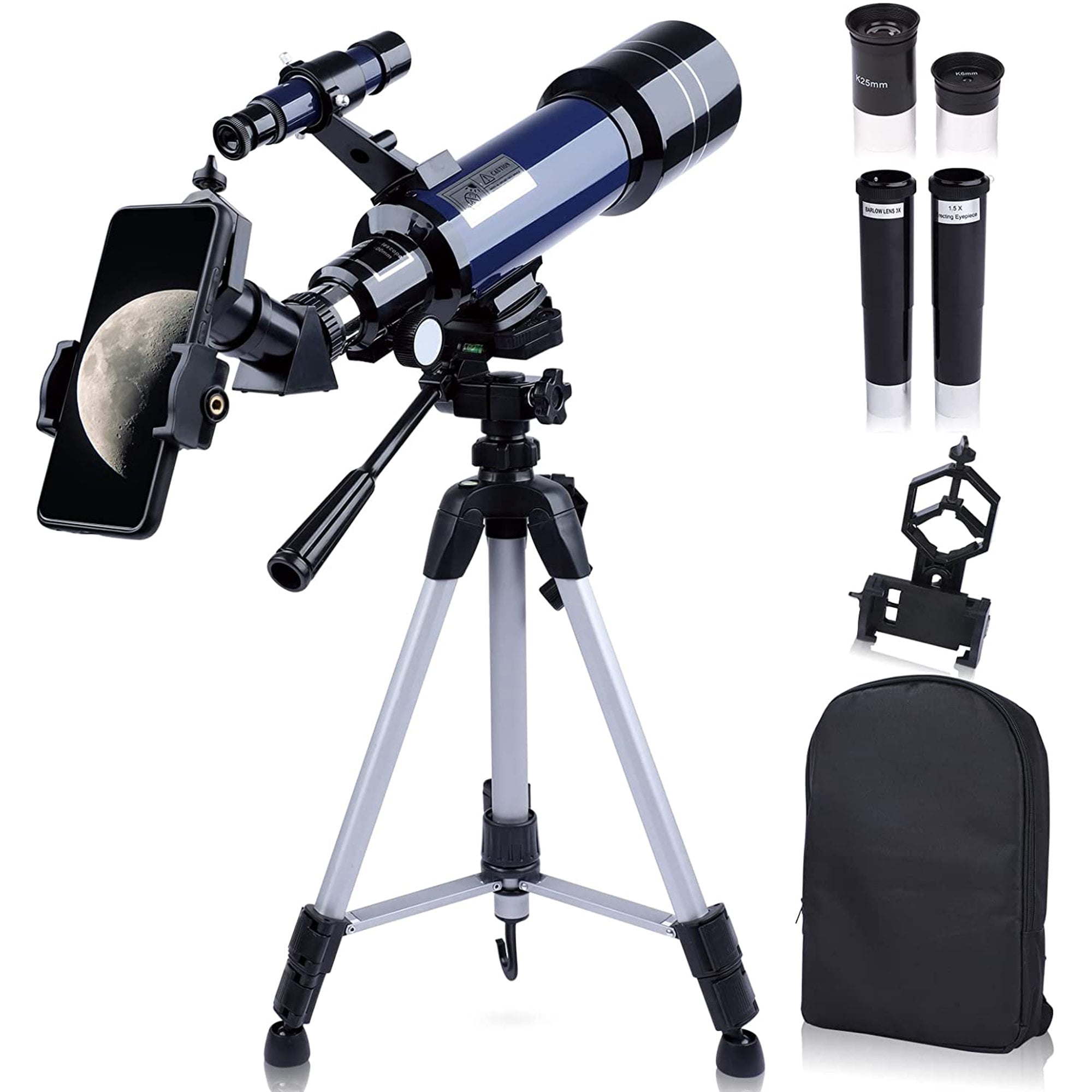 70/400mm Refractor Telescope for Beginners (Adults & Kids) with Tripod, Carrying Bag, & Phone Adapter