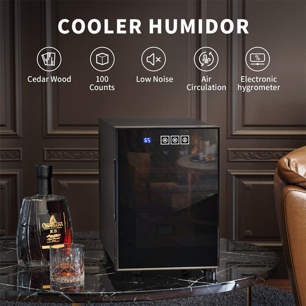 Temperature Controlled Cedar Wood Cigar & Wine Cooled Humidor