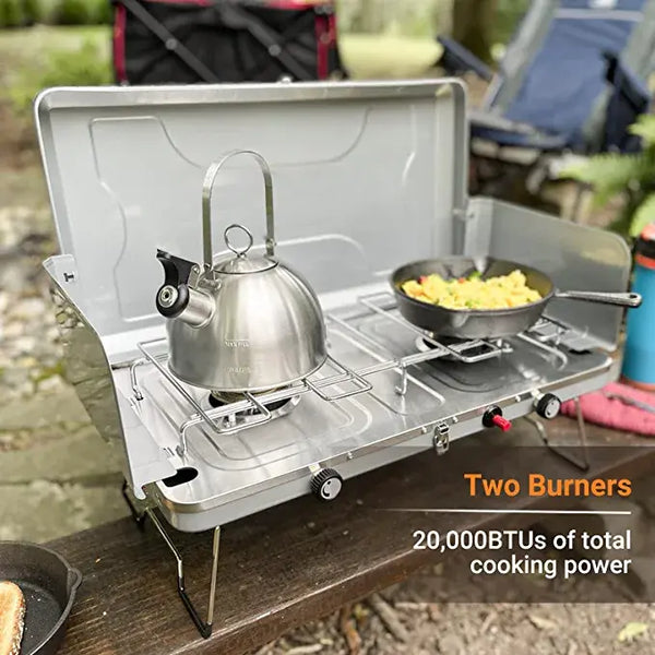 20,000 BTU Portable Camping Stove with 2 burners