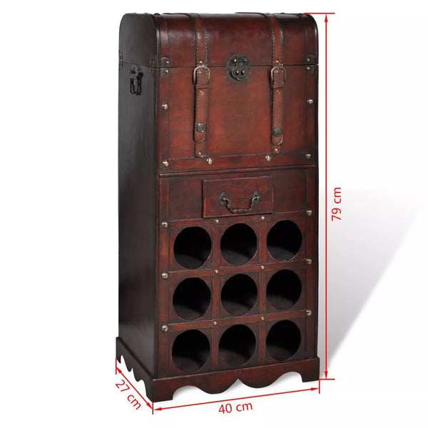 Wooden Wine Rack for 9 Bottles with Storage (31" tall)