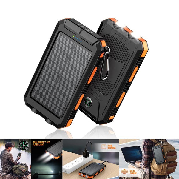 10,000mAh Portable Fast Charging (+Solar) Power Bank with Flashlight