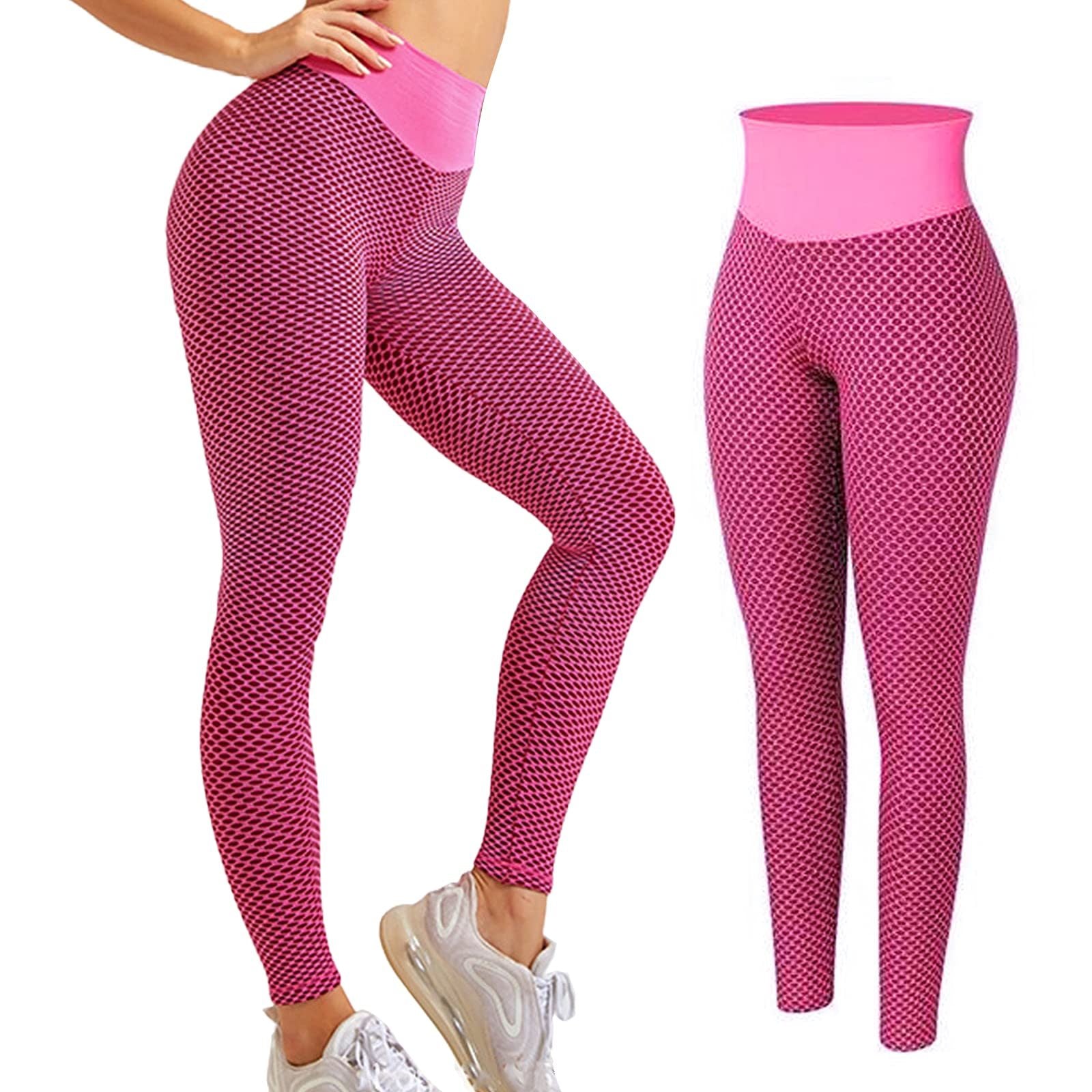 "TiKTok Leggings" High Waist Yoga Pants (PINK)