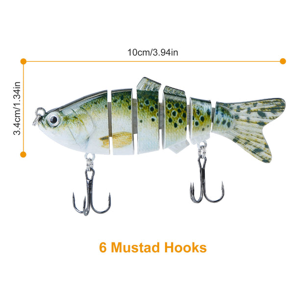 3.9" Six-Segmented Lifelike Bass Fishing Lures (Pack of 4)