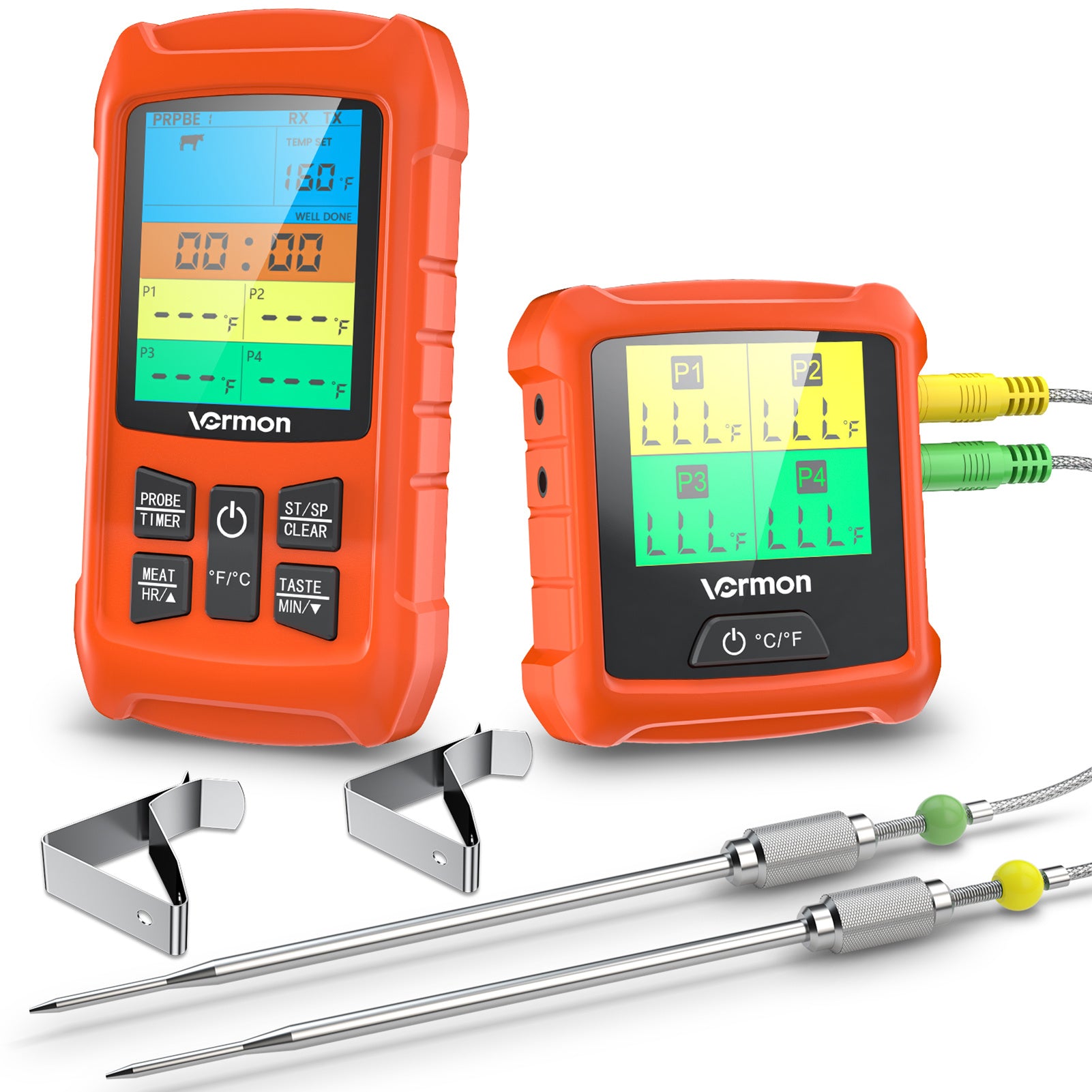 Wireless Meat Thermometer with 2 Probes & LCD Display