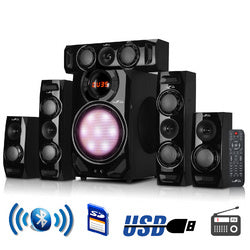 beFree Sound 5.1 Channel Surround Sound Bluetooth Speaker System in Black