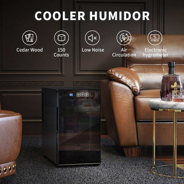 Temperature Controlled Cedar Wood Cigar & Wine Cooled Humidor