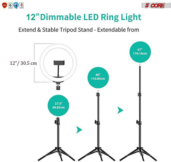 12" LED TikTok Ring Light with Tripod Stand and Phone Holder
