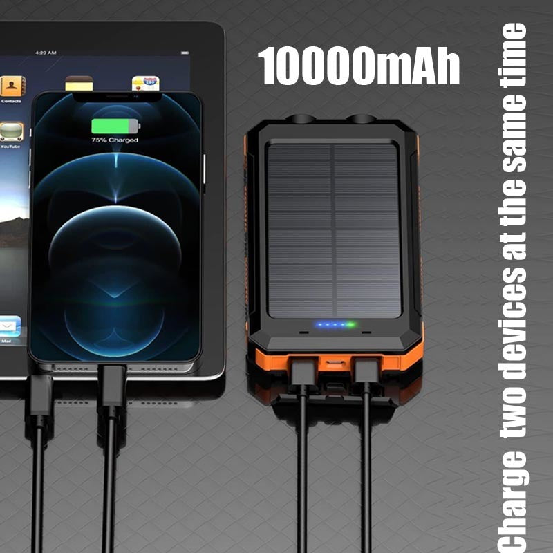 10,000mAh Portable Fast Charging (+Solar) Power Bank with Flashlight